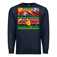 Navy soccer winner cup and vuvuzela with serape seamless pattern Premium Sweatshirt - BundleAndBundleShop
