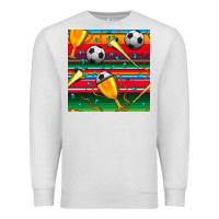 Oatmeal Heather soccer winner cup and vuvuzela with serape seamless pattern Premium Sweatshirt - BundleAndBundleShop