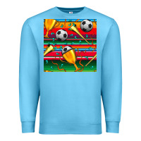 Ocean Blue soccer winner cup and vuvuzela with serape seamless pattern Premium Sweatshirt - BundleAndBundleShop