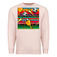 Pale Pink soccer winner cup and vuvuzela with serape seamless pattern Premium Sweatshirt - BundleAndBundleShop