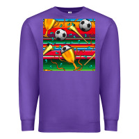 Purple soccer winner cup and vuvuzela with serape seamless pattern Premium Sweatshirt - BundleAndBundleShop
