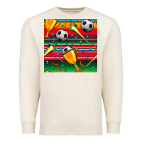 Sandshell soccer winner cup and vuvuzela with serape seamless pattern Premium Sweatshirt - BundleAndBundleShop