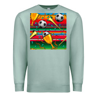 Seafoam soccer winner cup and vuvuzela with serape seamless pattern Premium Sweatshirt - BundleAndBundleShop