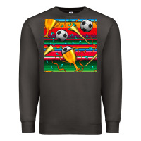 Smoke soccer winner cup and vuvuzela with serape seamless pattern Premium Sweatshirt - BundleAndBundleShop