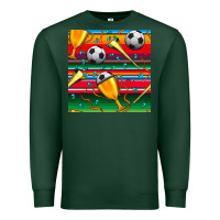 Sports Green soccer winner cup and vuvuzela with serape seamless pattern Premium Sweatshirt - BundleAndBundleShop