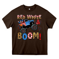 Chocolate Brown red white boom monster truck Heavy Core Tee - RanaPortraitStore