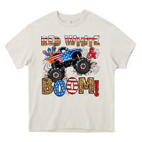 Cream red white boom monster truck Heavy Core Tee - RanaPortraitStore