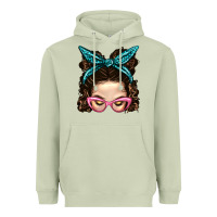 Matcha Messy Bun Mom With Leopard Bandana Heavyweight Hoodie - BundleAndBundleShop
