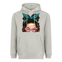 Moon Dust Messy Bun Mom With Leopard Bandana Heavyweight Hoodie - BundleAndBundleShop