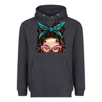 Smoke Messy Bun Mom With Leopard Bandana Heavyweight Hoodie - BundleAndBundleShop