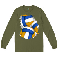 Army Green volleyball patch Long Sleeve Tee - AdoDesignShop
