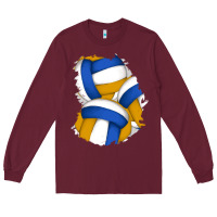 Burgundy volleyball patch Long Sleeve Tee - AdoDesignShop