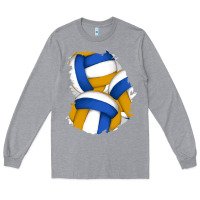 Heather Grey volleyball patch Long Sleeve Tee - AdoDesignShop