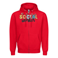 Red social worker Zipper Hoodie - MaliasSmallBusiness