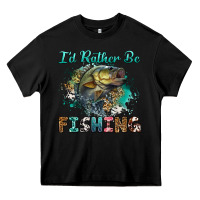 Black i'd rather be fishing Heavy Core Tee - RanaPortraitStore