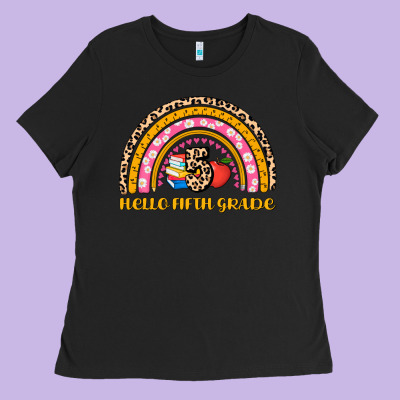 Back To School Rainbow Hello Fifth Grade Ladies Tee Designed By Adodesignshop