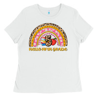 White back to school rainbow hello fifth grade Ladies Tee - AdoDesignShop