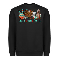 Black peace love coffee Heavyweight Sweatshirt - AdoDesignShop