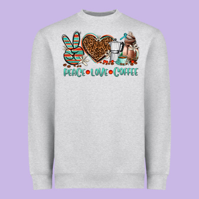 Peace Love Coffee Heavyweight Sweatshirt Designed By Adodesignshop