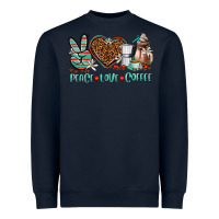 Navy peace love coffee Heavyweight Sweatshirt - AdoDesignShop