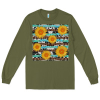 Army Green sunflower western seamless revize Long Sleeve Tee - AdoDesignShop