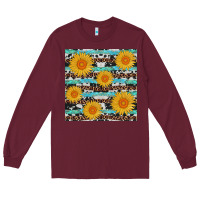 Burgundy sunflower western seamless revize Long Sleeve Tee - AdoDesignShop