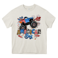 Cream fourth of july monster truck all american boy Heavy Core Tee - RanaPortraitStore