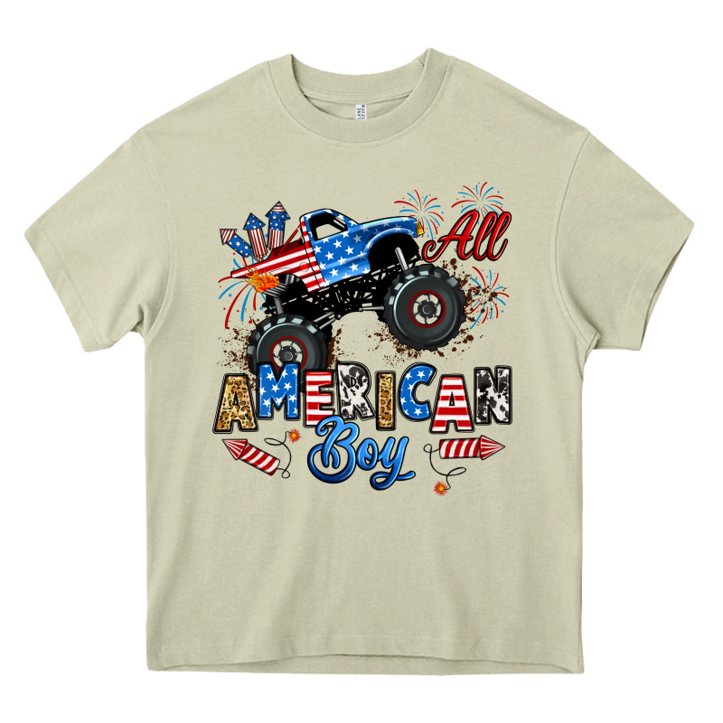 Fourth Of July Monster Truck All American Boy Heavy Core Tee by RanaPortraitStore | Teevron