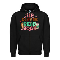 Black sip coffee read book Zipper Hoodie - MaliasSmallBusiness