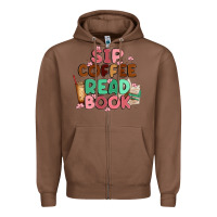 Chestnut sip coffee read book Zipper Hoodie - MaliasSmallBusiness