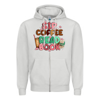 Dove Grey sip coffee read book Zipper Hoodie - MaliasSmallBusiness