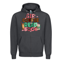 Smoke sip coffee read book Zipper Hoodie - MaliasSmallBusiness