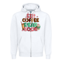 White sip coffee read book Zipper Hoodie - MaliasSmallBusiness