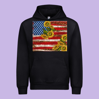 American Flag Sunflowers With Leopard Urban Hoodie Designed By Tumblerdesignbyshophia