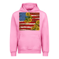 Fuchsia Pink American flag sunflowers with leopard Urban Hoodie - TumblerDesignByShophia