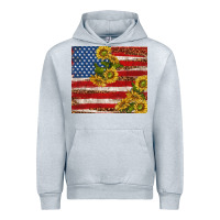 Heather Grey American flag sunflowers with leopard Urban Hoodie - TumblerDesignByShophia