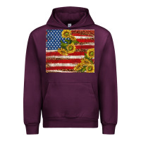 Mauve Wine American flag sunflowers with leopard Urban Hoodie - TumblerDesignByShophia