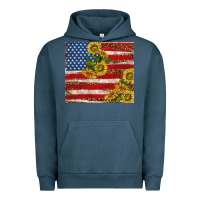 Pigment Midnight Navy American flag sunflowers with leopard Urban Hoodie - TumblerDesignByShophia