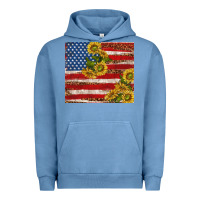 Pigment Pebble Blue American flag sunflowers with leopard Urban Hoodie - TumblerDesignByShophia