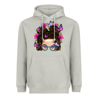 Moon Dust Messy Bun Mom With Butterfly Heavyweight Hoodie - BundleAndBundleShop