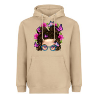 Messy Bun Mom With Butterfly Heavyweight Hoodie | Teevron