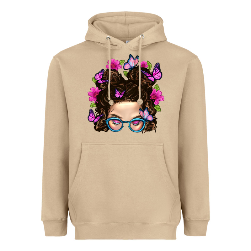 Messy Bun Mom With Butterfly Heavyweight Hoodie by BundleAndBundleShop | Teevron