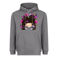 Storm Messy Bun Mom With Butterfly Heavyweight Hoodie - BundleAndBundleShop