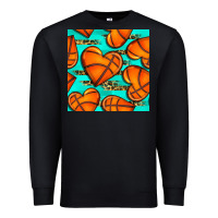 Black basketball hearts with leopard seamless pattern Premium Sweatshirt - BundleAndBundleShop