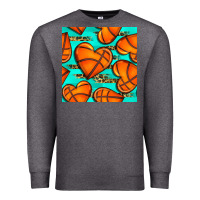 Charcoal Heather basketball hearts with leopard seamless pattern Premium Sweatshirt - BundleAndBundleShop