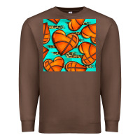 Chestnut basketball hearts with leopard seamless pattern Premium Sweatshirt - BundleAndBundleShop