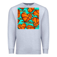 Heather Grey basketball hearts with leopard seamless pattern Premium Sweatshirt - BundleAndBundleShop