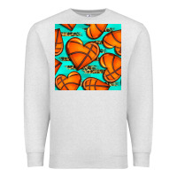 Oatmeal Heather basketball hearts with leopard seamless pattern Premium Sweatshirt - BundleAndBundleShop