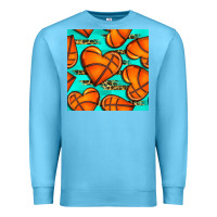 Ocean Blue basketball hearts with leopard seamless pattern Premium Sweatshirt - BundleAndBundleShop