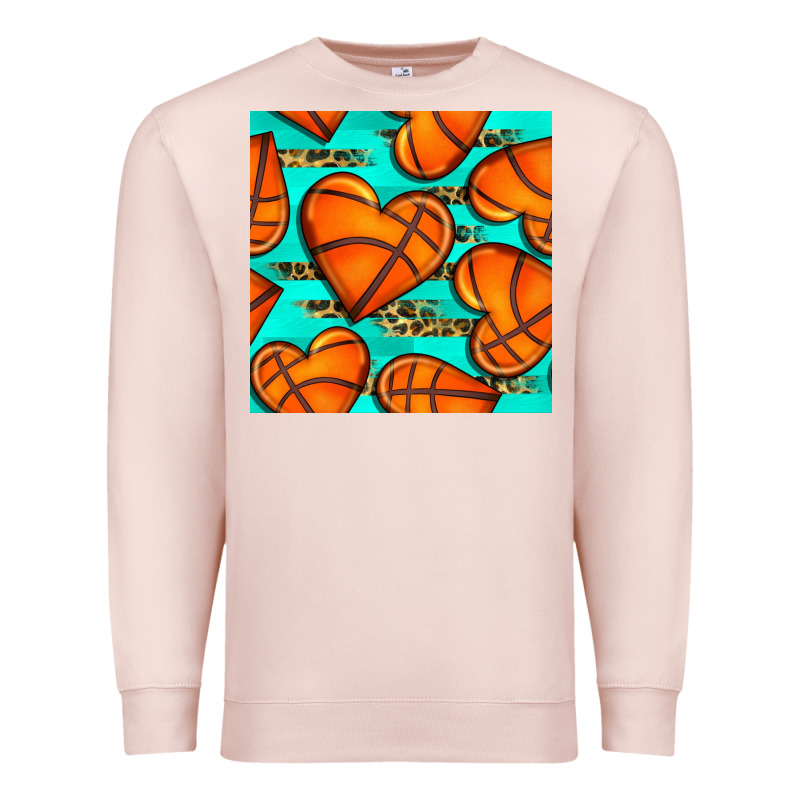 Basketball Hearts With Leopard Seamless Pattern Premium Sweatshirt by BundleAndBundleShop | Teevron